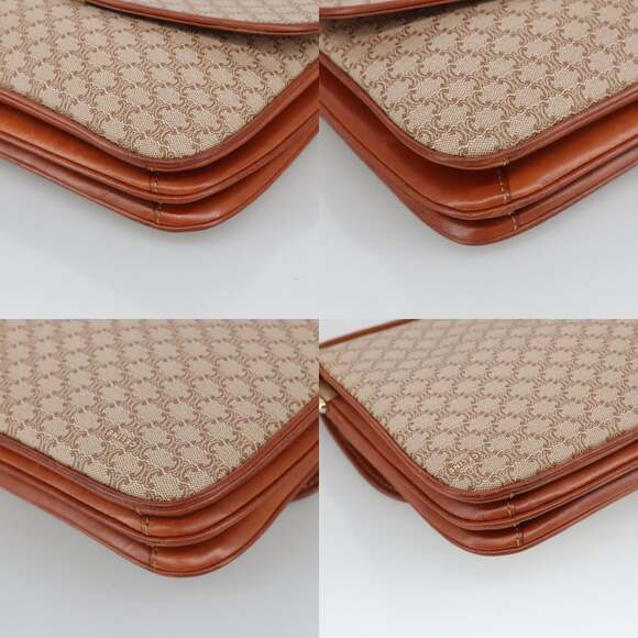 CELINE Macadam Canvas Shoulder Bag Beige Gold - Picture 10 of 13